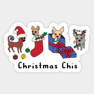 Green Christmas Chis - Smooth coat chihuahuas - Christmas Chihuahua Tee Sticker